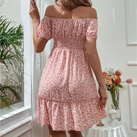 New pink floral off shoulder dress - Picture 6 of 6